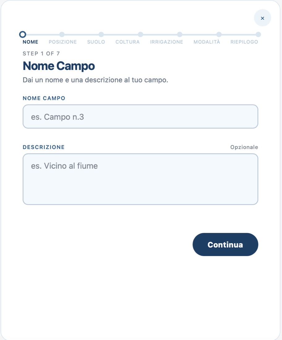 Primo passo: nome del campo e una descrizione facoltativa