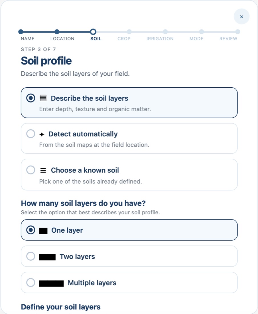 Step three: the soil profile, described, detected or chosen